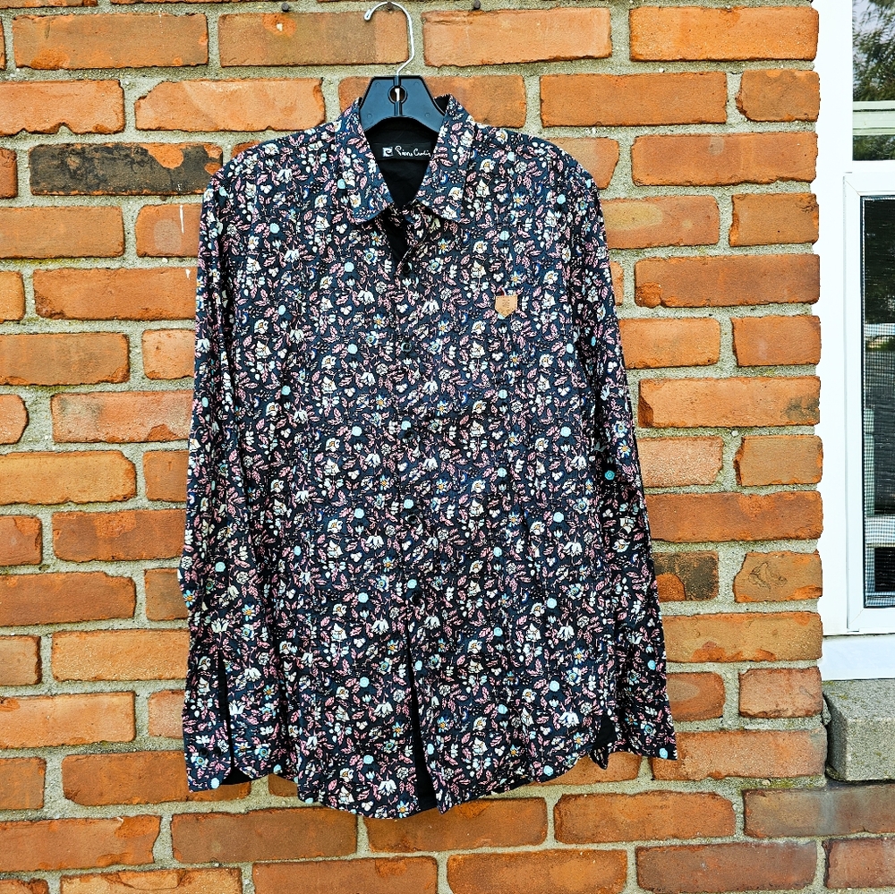 Pierre Cardin Floral Print Long Sleeve Button Down Shirt Men’s Size L